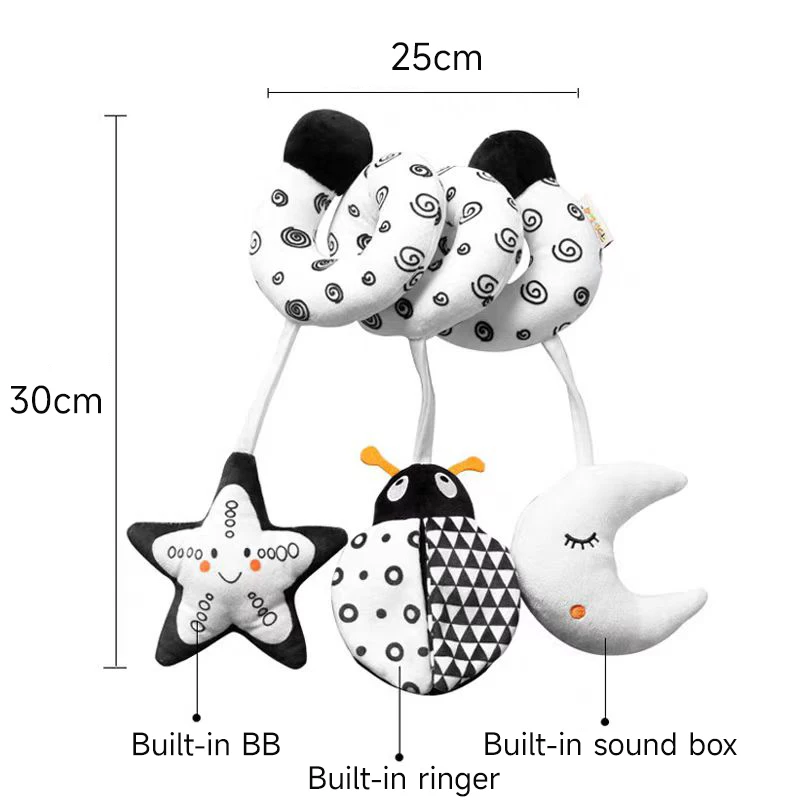 Baby Car seat Toys Hanging Toys Baby Spiral Plush Bed Stroller Toy With Rattles BB Squeaker Newborns Crib Mobile Sensory Toys