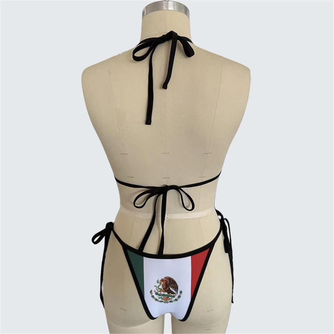 S - XXL, Bikini mit Flaggenmuster, Damen-Badeanzug, zweiteiliges Bikini-Set, gepolsterter Badeanzug, Badebekleidung, Modell V7570. – Detail 9
