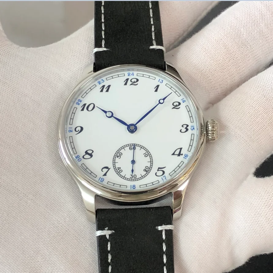 44mm No Logo White Enamel  Dial Asian 6498 Watch 17 Jewels Mechanical Hand Wind Movement Men's ST3621 Watches GR1209-25