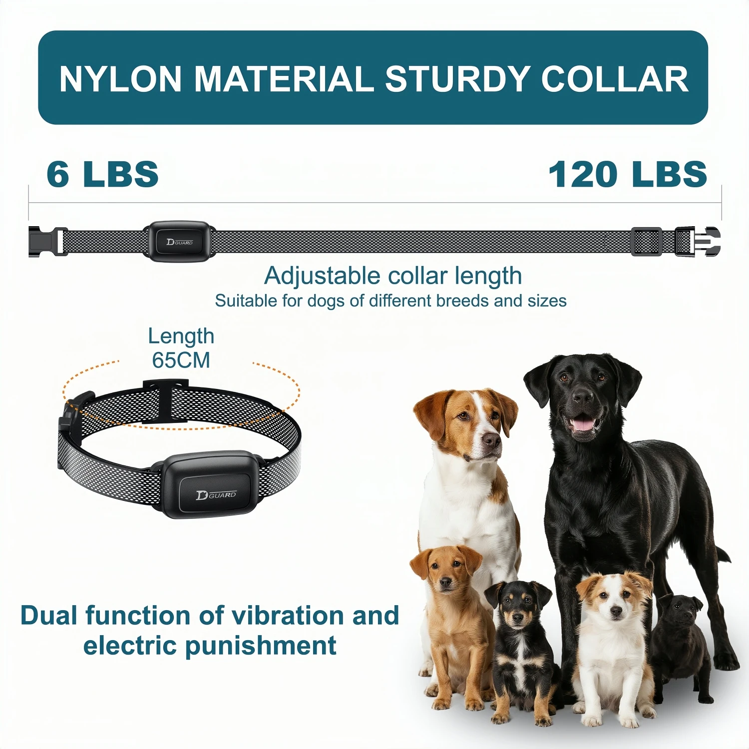 YHLC Electric Dog Training Collar Detachable Bark Rechargeable Anti Barking Shock Vibration Collar for All Dogs Pet