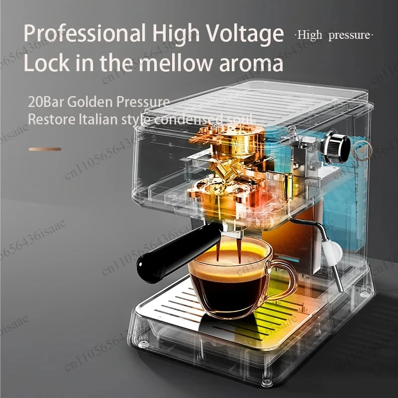 20 Bar Semi-Automatic Espresso Machine, Built-In Milk Frother, Dual 110V/220V Household Coffee Maker