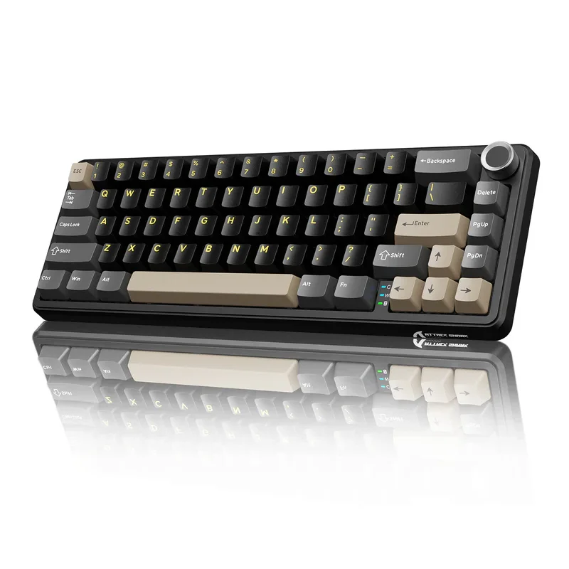 ATTACK SHARK X66 Kabellose mechanische Tastatur mit seitlich bedruckten PBT-Tastenkappen BT & 2,4 G Wireless & Typ-C verkabelt Hot-Swap 16 Milli 5