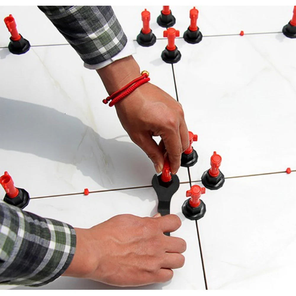 75Pcs/Set Flat Ceramic Level Wedges Tile Spacer for Flooring Wall Tile Spacer Tile Leveling System Leveler Locator Spacers Plier