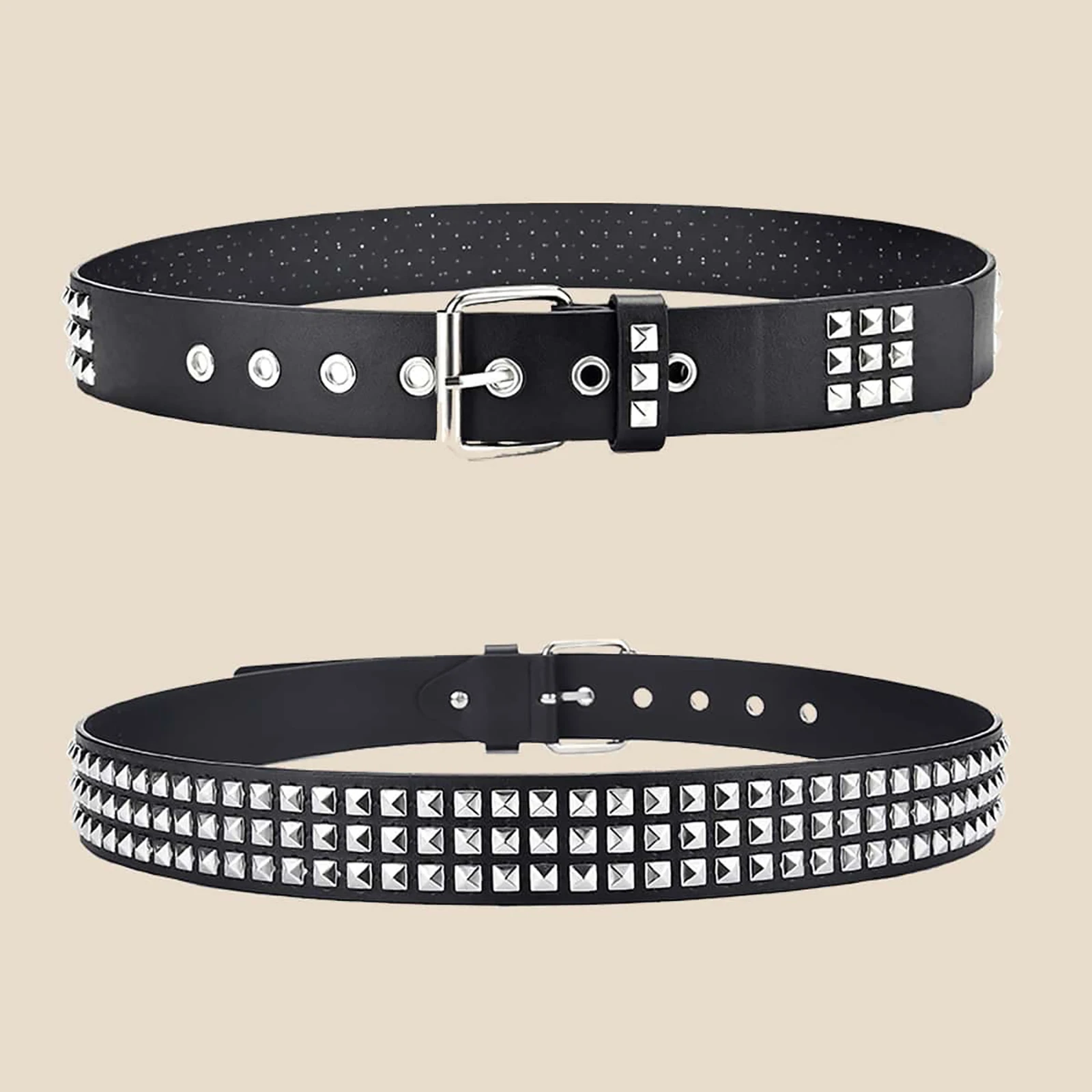 2023 New Square Bead Rivet Belt Metal Pyramid Belt Men And Women Punk Hardware Jeans Belt Designer Belt Woman Belts