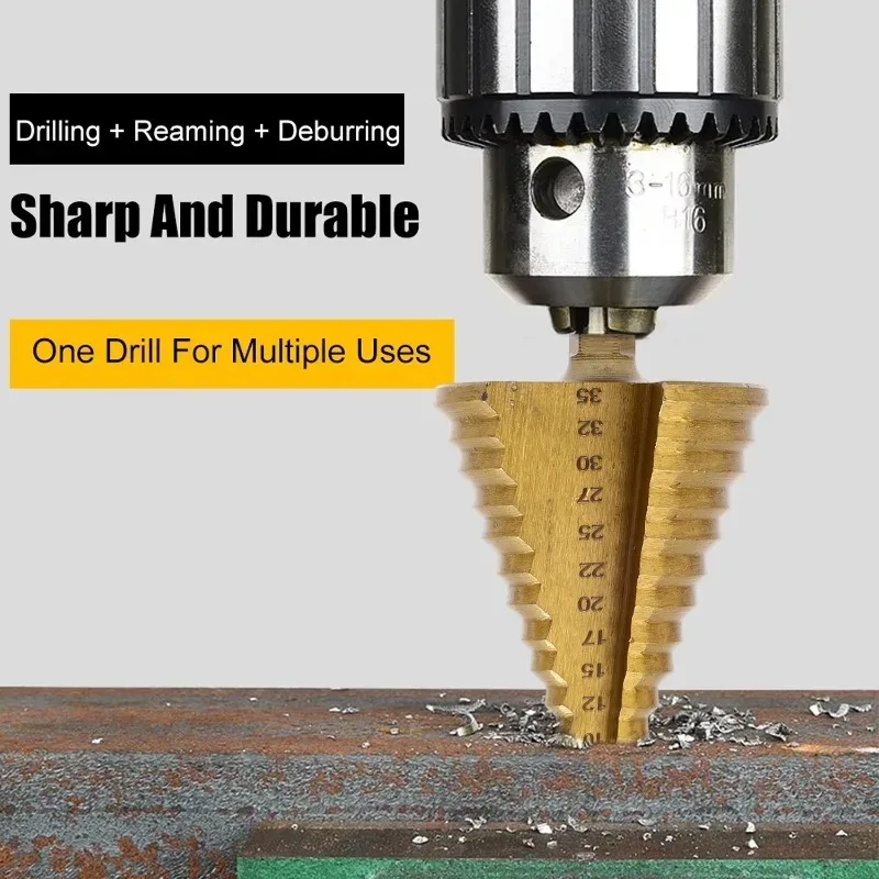 5-35 مللي متر HSS خطوة مثقاب الخشب سداسية عرقوب معبد الحفر الصلب الخشب الطوب جدار ثقب مخروط لتقوم بها بنفسك أدوات الحفر الكهربائية النجارة