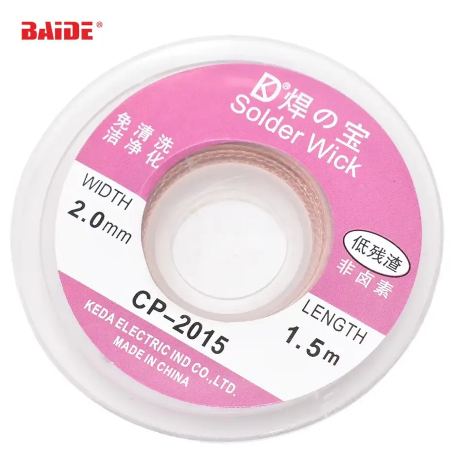 

1,5 м, 5 футов, ширина 2,0 мм, средство для удаления фитиля припоя, оплетка для удаления припоя, присоска, флюс, паяльный фитиль, кабельный провод, 500 шт./лот