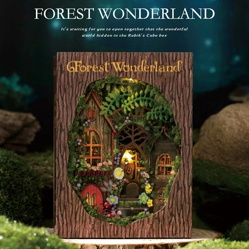 DIY Wooden Mini Box World Forest Wonderland Casa Doll Houses Miniature Building Kit Dollhouse with Furniture for Girls Gifts