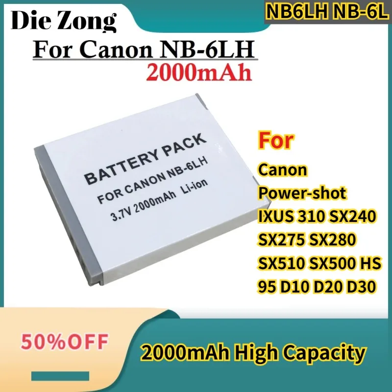 2000mAh Batteries Camera Battery NB 6L NB6LH NB-6L For Canon Power-shot IXUS 310 SX240 SX275 SX280 SX510 SX500 HS 95 D10 D20 D30