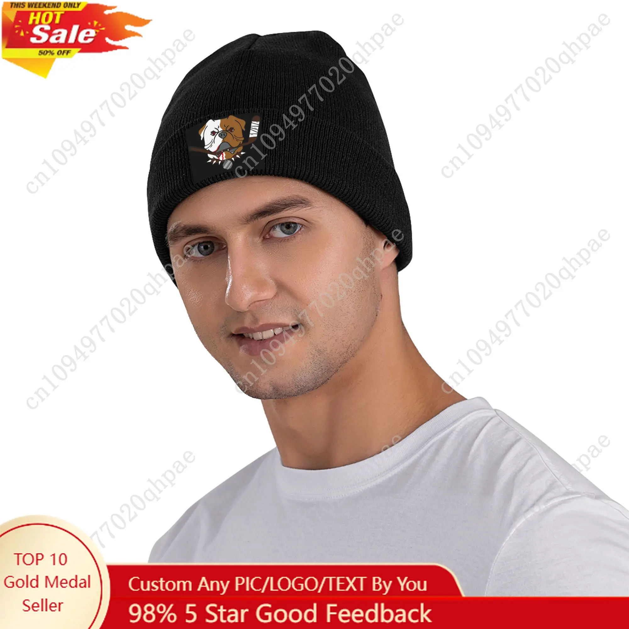 

Shoresy Sudbury Bulldogs Logo Winter Skullies Beanies Hat Warm Autumn Knitted Hats Bonnet Caps for Women Men