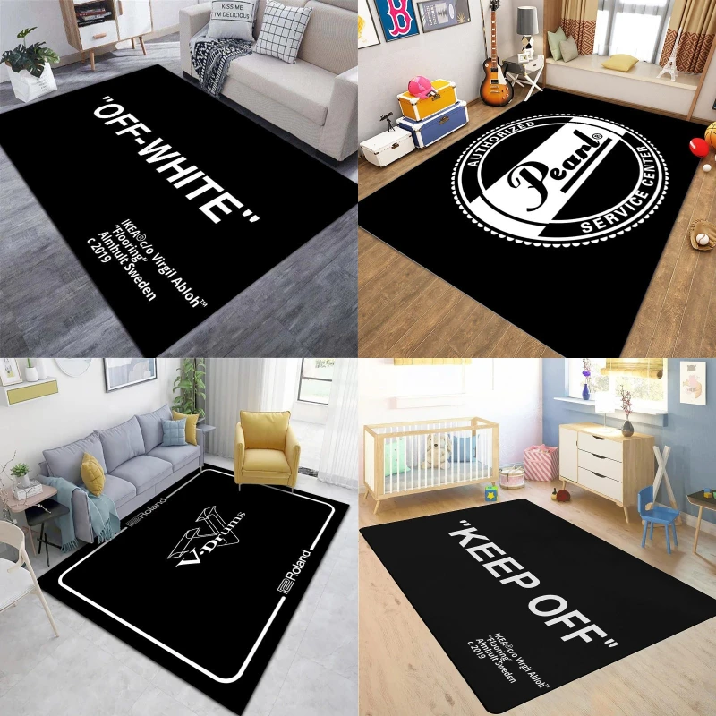 Alfombra de área grande con estampado de texto personalizado, alfombra antideslizante resistente al desgaste para sala de estar, dormitorio, alfombra suave para decoración del hogar, moda