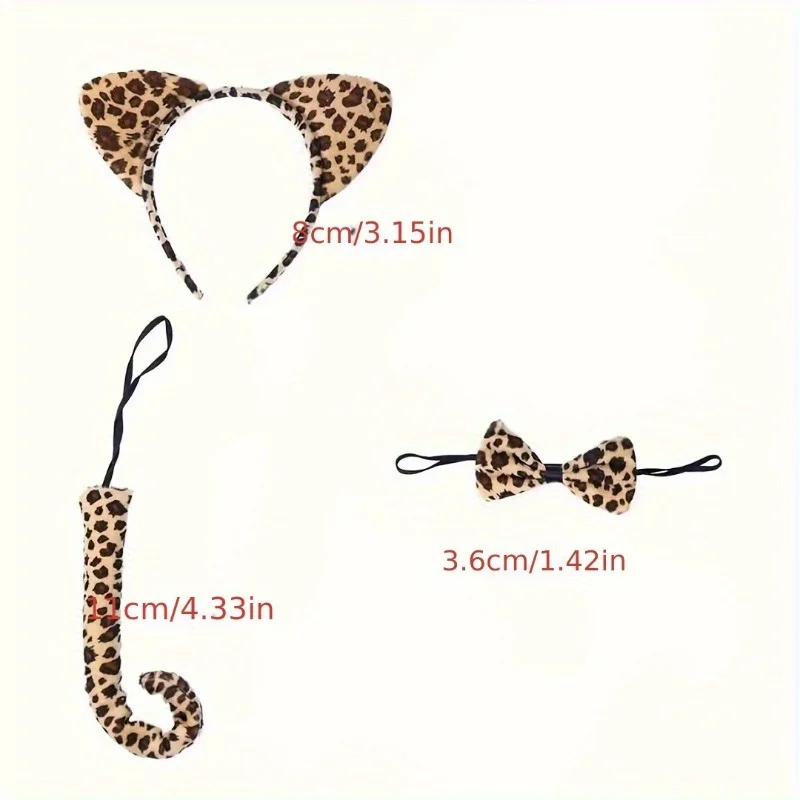 PESENAR Cat Ears Headband Tail Costume SetanimalheadbandSet Cosplay Tails Bowtie Ear Accessory Party Anbowties Birthday