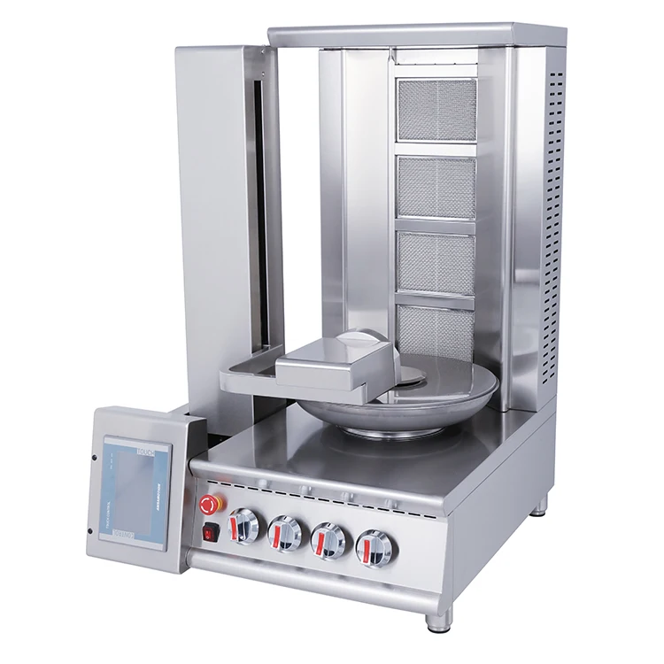 Stainless Meat Slicer BBQ Middle East Griddle Grills Chicken Rotisserie Gas Doner Robot Automatic Cutting Shawarma Kebab Machine