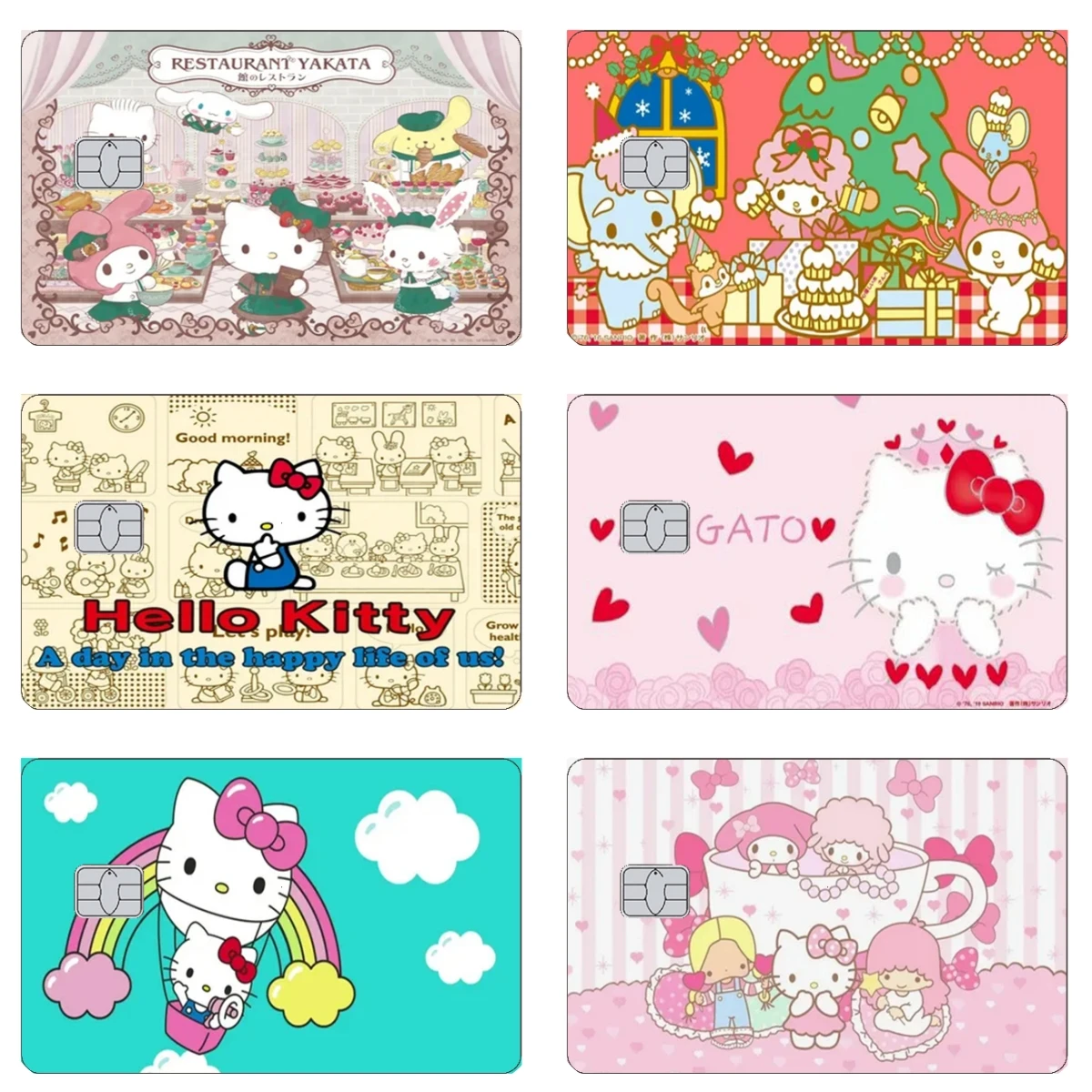 Kawaii Hello Kitty Id Card Sticker Anime Cartoon Pvc Skin Sticker Cartoon Creative Ultra Thin Matte Film Skin Cover Case Gifts