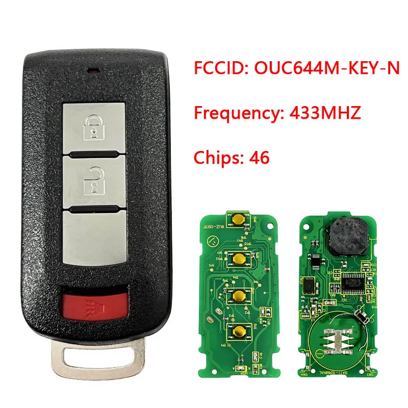 

CN011036 Aftermarket Smart Key For Mitsubishi Mirage Outlander 2015-2018 Keyless Remote Fob FCCID OUC644M-KEY-N 433MHZ ID46 Chip