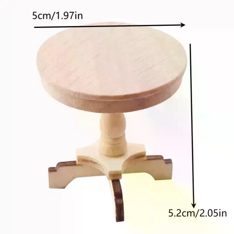 Mesa de centro en miniatura para casa de muñecas 1:12, mesa redonda pequeña, muebles de mesa de madera originales, modelo de decoración para el hogar, accesorios para casa de muñecas de juguete