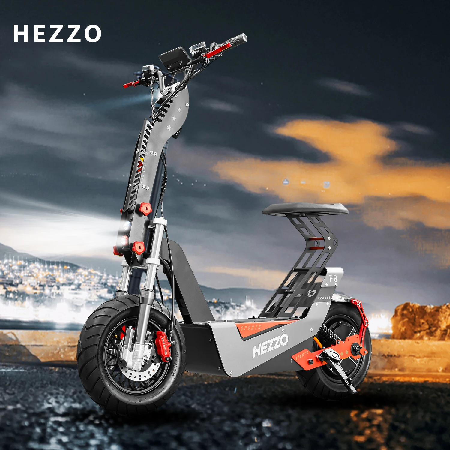 ﻿ 72v 8000W Foldable Electric Scooter for Adults Teens Lithium battery  50ah Long Range E-scooter HYDRAULIC OIL BRAKES With Seat