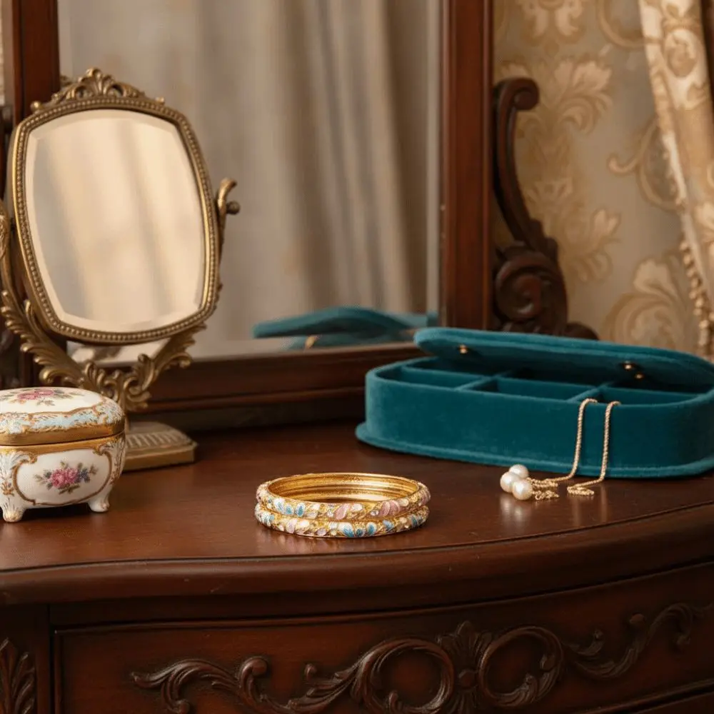 Rich Colors Light Luxury Court-style Bracelet Alloy Material Electroplating Craft Enamel Oil-drip Floral Bracelet Round Bangle
