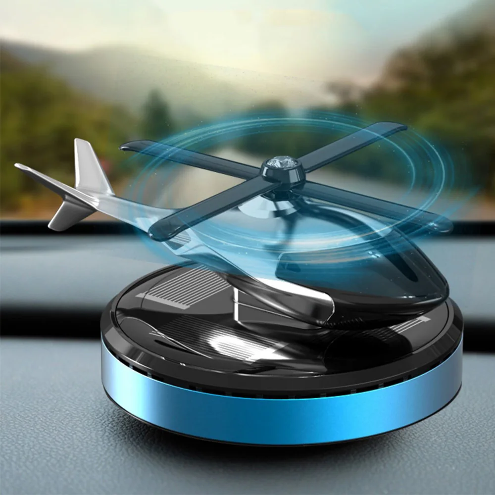 Solar Power Helicopter Air Fresh Cystal Solar Energy Plane Diffuser Spinning Helicopter Perfume Car Dashboard Aromatherapy