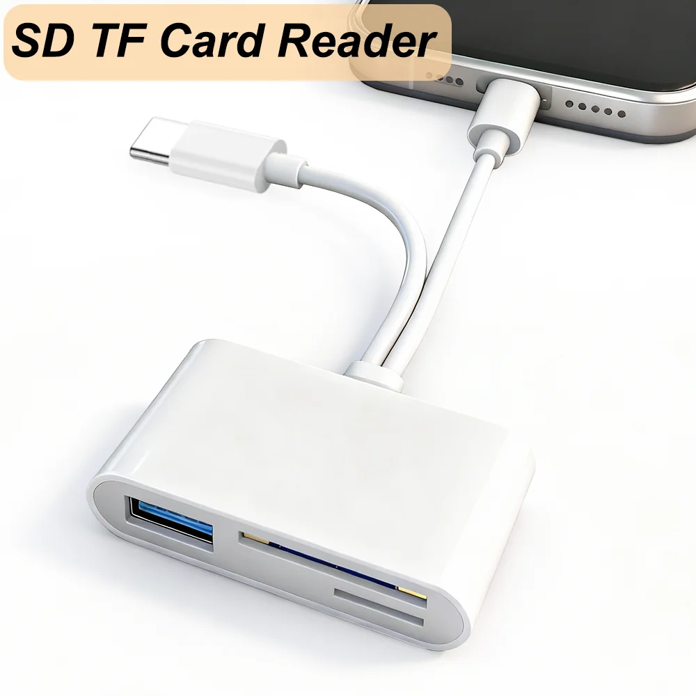 

Устройство чтения карт памяти 5-в-1 USB 3.0 Type-C SD TF CF для iPhone 14 15 16 iPad MacBook Android Huawei Ноутбук OTG Адаптер нет необходимости через приложение