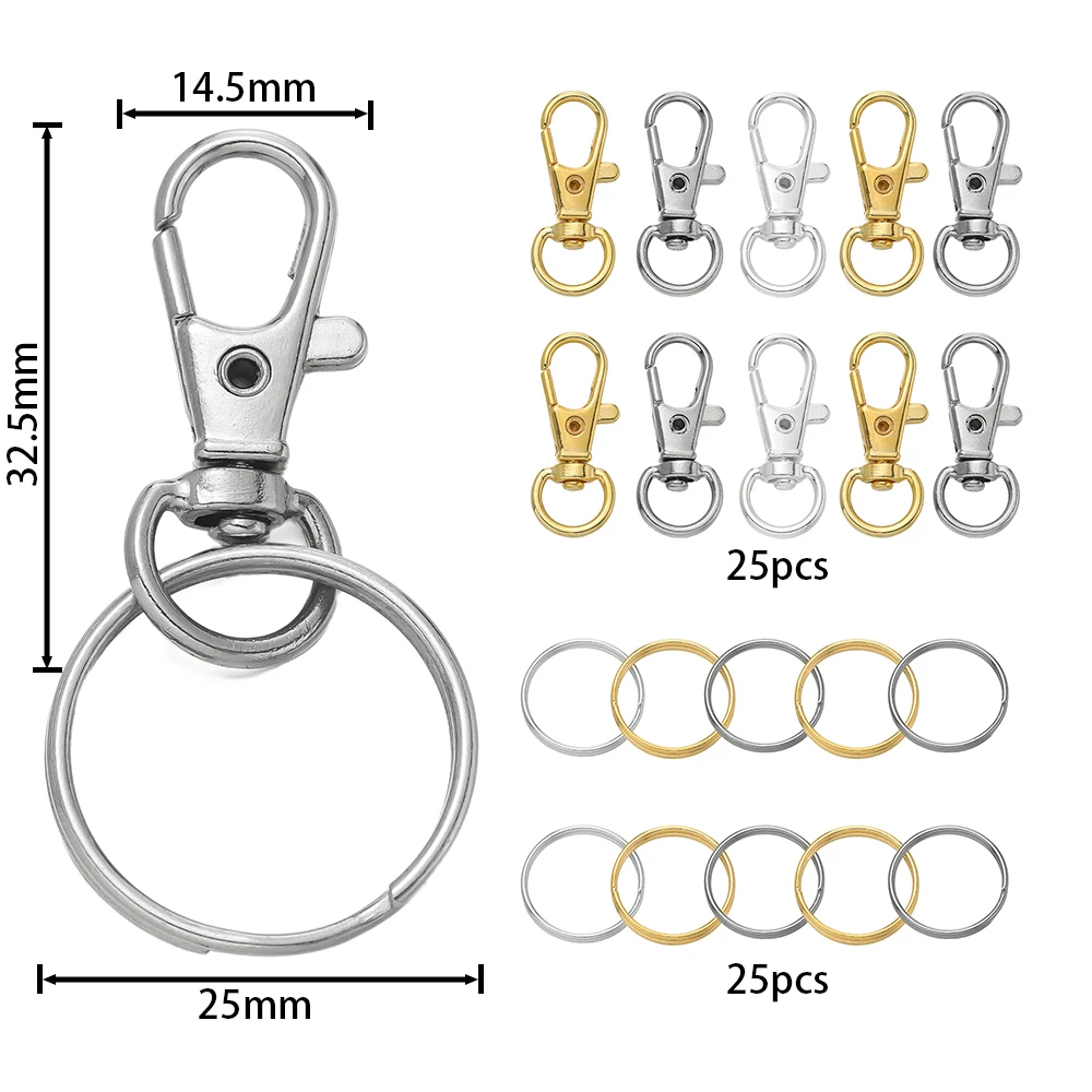 50pcs Swivel Snap Hooks with Key Rings