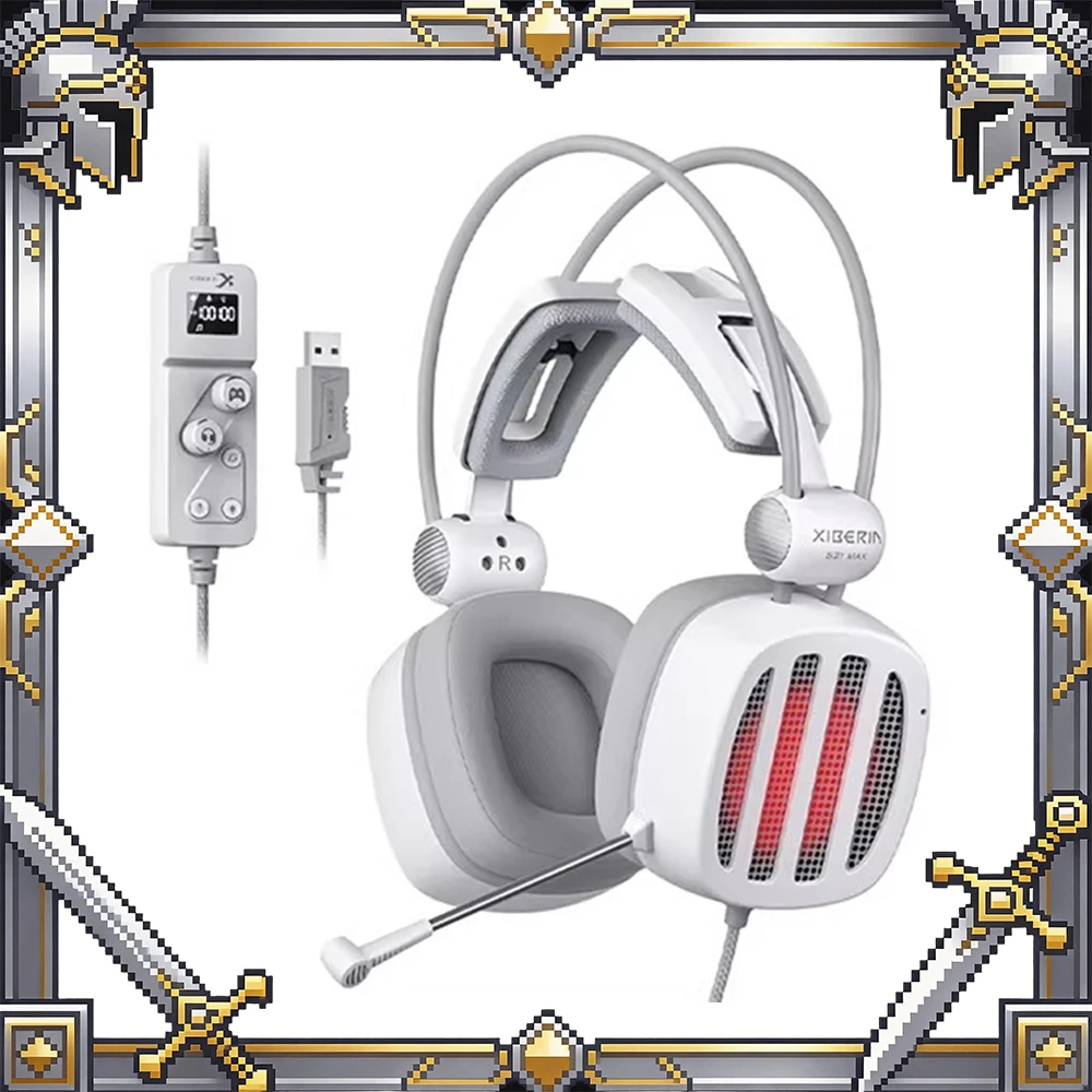 XIBERIA S21MAX Headphones Hi-Res Gold Standard Authentication CM6646X1 Chip Gaming Earphone 7.1 Surround Sound PC Gamer