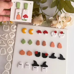 Halloween Mini Moon Cat Mushroom Polymer Clay Cutter Fall Party Earrings Ornaments Polymer Clay Mold Pottery Tools