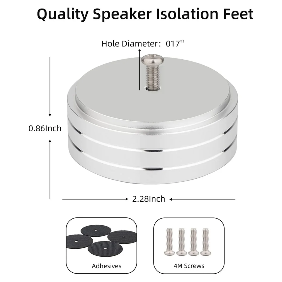 Audio Isolation Feet Aluminum Amplifier Feet 58x22MM Turntable Isolation Pad for Audio,Speakers,Amplifier,DAC(Silver)