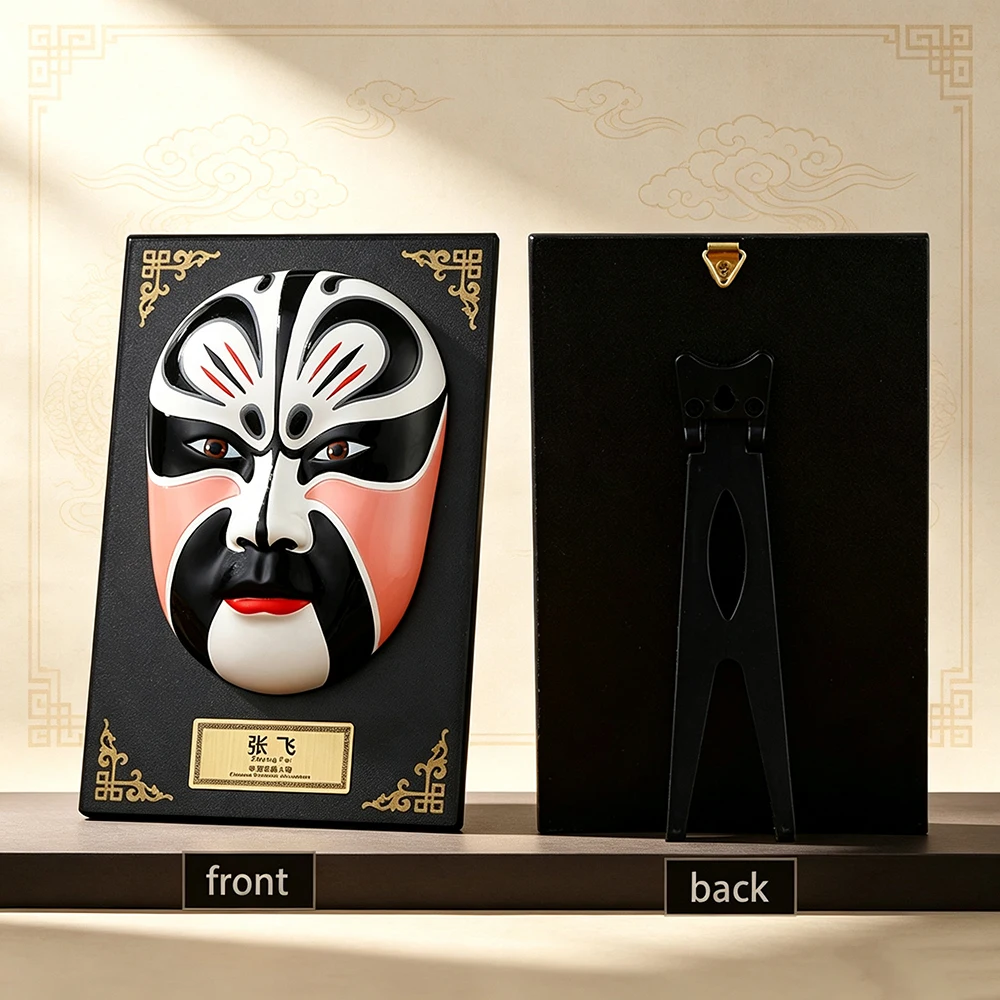 Small Peking Opera Facial Mask Ornaments, Cold Porcelain Hand-Painted Chinese Opera Character Masks, Wall Hanging Desktop Decor