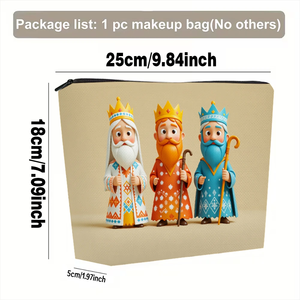 Three Kings With Crowns And Robes Makeup Bags for Girls Cosmetic Pouch Toiletry Bag Pencil Case Travel Storage