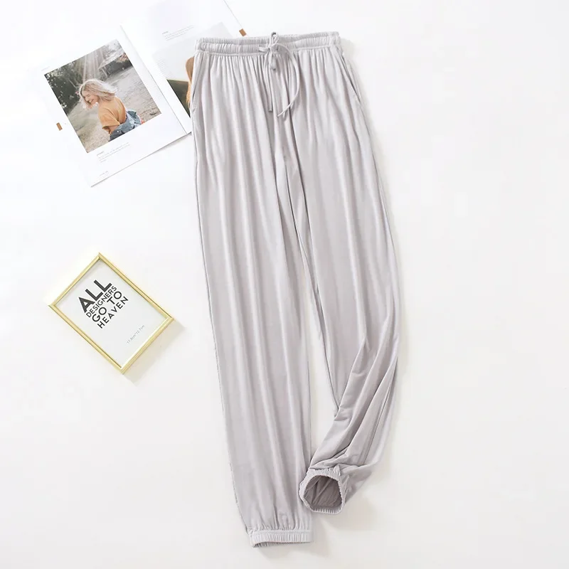 Pantalones japoneses de nuevo estilo para el hogar para mujer, pantalones finos de modal holgados de talla grande de color sólido para primavera y