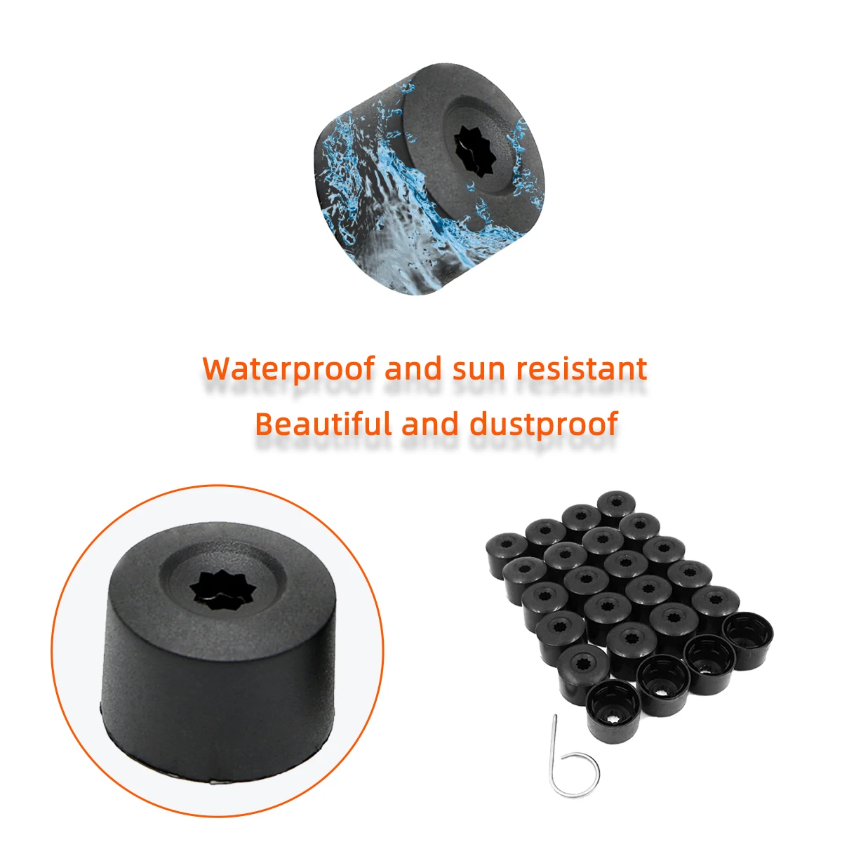 24pcs Suitable For Volkswagen Models Wheel Hub Dust Cover Nut Black 17mm Tire Anti-Theft Nut Dust Cover Decorative Cap