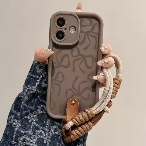 Bow Wrist Chain Lanyard Case For Xiaomi Poco F7 X7 M7 F8 X6 F6 M6 F5 X5 X3 M3 Pro C55 C50 C51 65 75 71 85 Soft TPU Cover