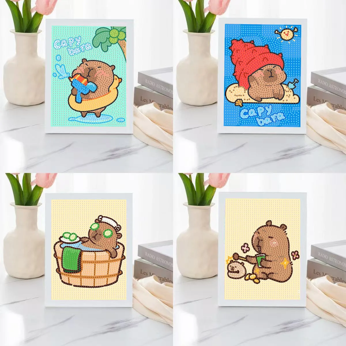

New Capybara 5d Cartoon Diamond Painting With Frame Diy Children's Educational Toy Gift Sticker