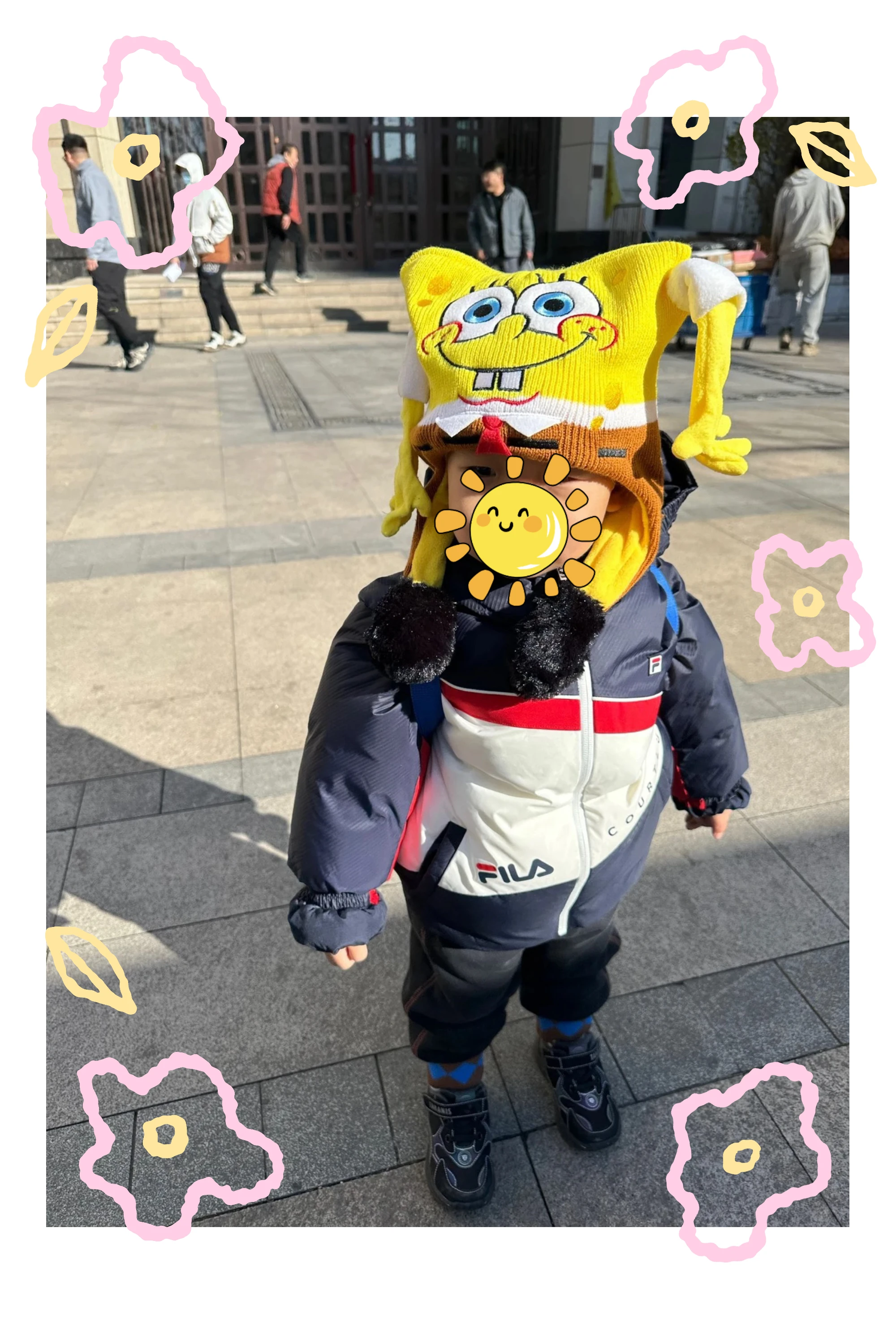 SpongeBob knitted winter hat SquarePants children knitted woolen hat kids outdoor activity ear protection hat with movable ears