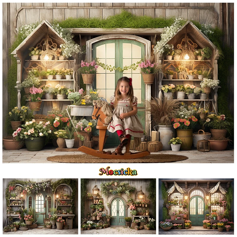 

Spring Easter Rabbit Background For Photography Green Plant Flower Baby Shower Girl Birthday Newborn Backdrop Decor Photo Studio