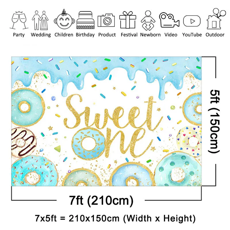 Mocsicka Donut decoración de fiesta de 1er cumpleaños fotografía telones de fondo para bebé niño niña lindo postre fondo pastel Smash Banner