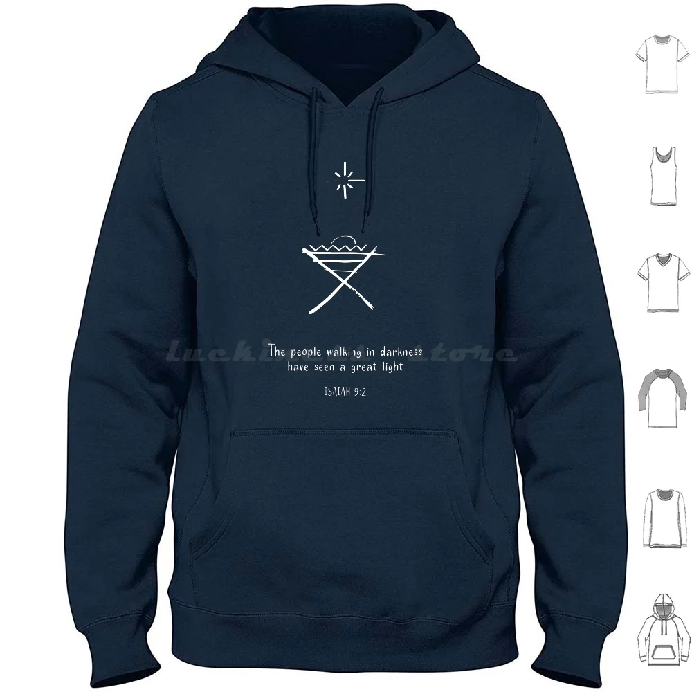 The People Walking In Darkness Have Seen A Great Light Hoodie Cotton Long Sleeve Jesus Savior Baby Emmanuel Natvity Christmas