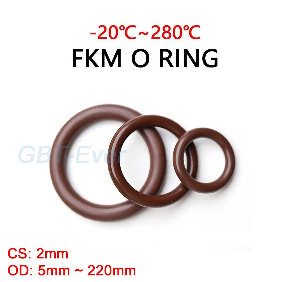 

FKM Brown Fluorine Rubber O Ring CS 2mm OD 5mm ~ 220mm O-Rings Sealing Gasket Washer Oil Resistant Acid & Alkali Resistant