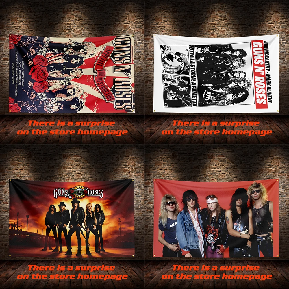 

3 X 5 FT G-GunsNshits Flag Banner Music Poster Adventure Tapestry Background Yard Party Banner Room Garage Living Room Decora