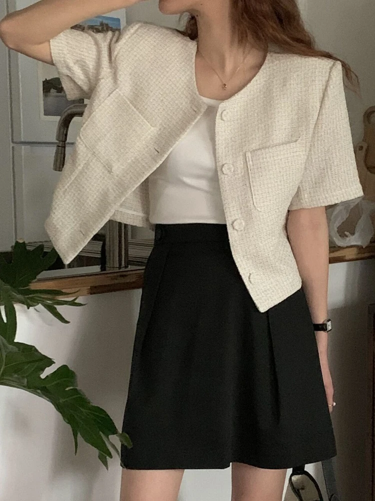 

Spring Early Plaid ort Sve Women's Outerwear Loose Fit Open Cardigan Top Commute Sle Faion Design Casual Outerwear