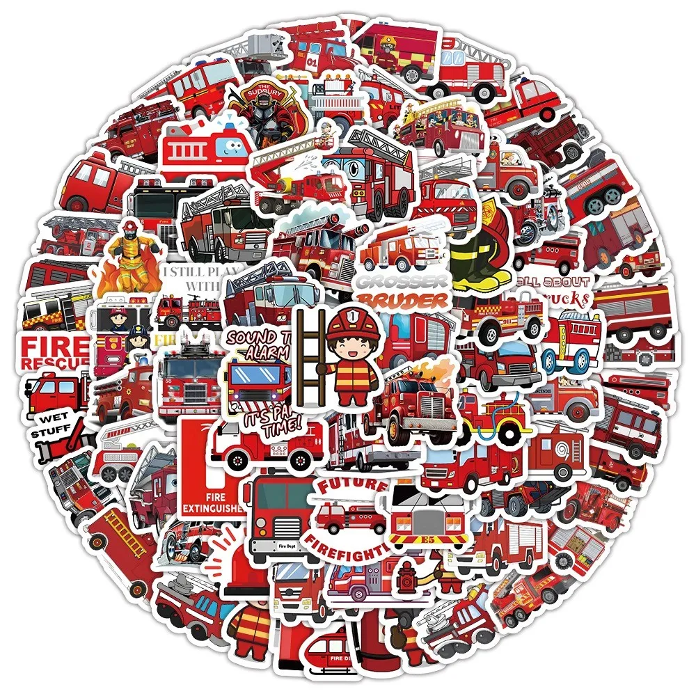 103 Pcs Fire Truck Sticker Set - Cool Vehicle Decals for Kids' Notebook, Lunch Box & Water Bottle Decor Giajar Sticker Store