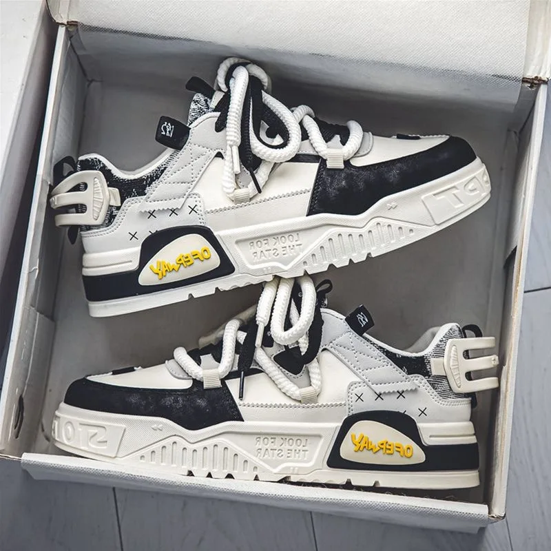 Fashion Men's Shoes 2025 New Outdoor Sneakers for Men Lace Up Platform Vulcanized Shoes Street Designer Skateboard Shoes Rubber