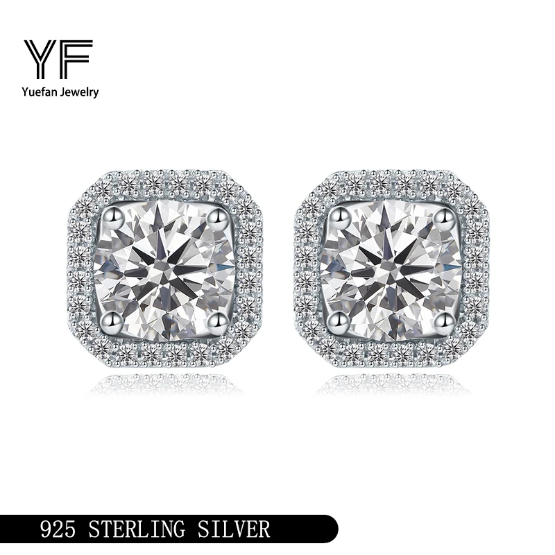 

Серьги с муассанитом, женские серьги из стерлингового серебра 925 пробы, квадратные серьги 1 карат * 2 кольца, стильные ювелирные изделия, персонализированный подарок для вечеринки