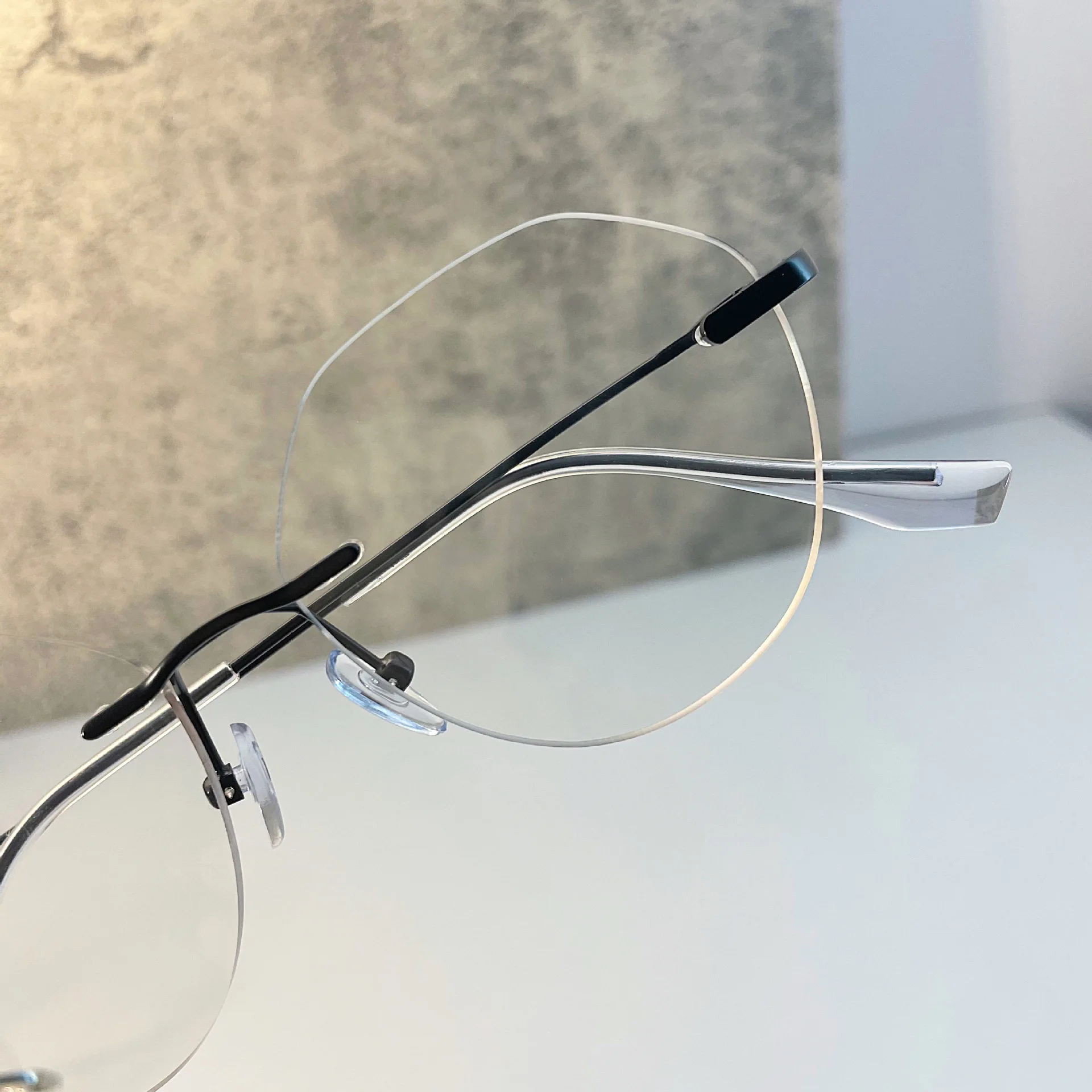 Metal Rimless Myopia Glasses Vintage Retro Men Business Near Sight Eyeglasses Multi Sided Retro Lightweight Frameless