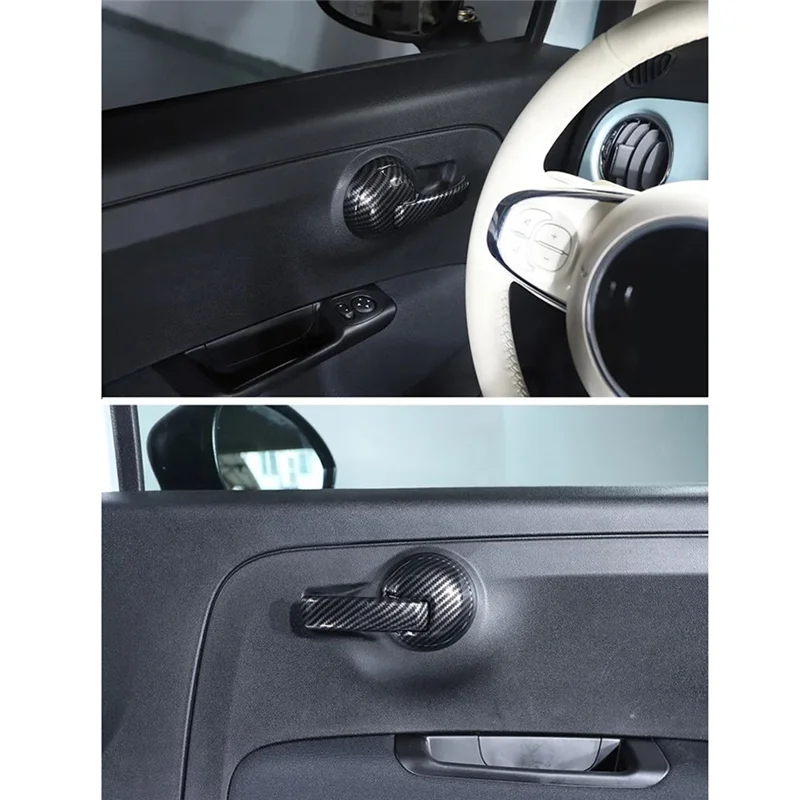 

Classy-Real Hard Carbon Fiber Car Inner Door Handle Cover Trim For Fiat 500 2008-2023 Abarth 595 695 2012-2023