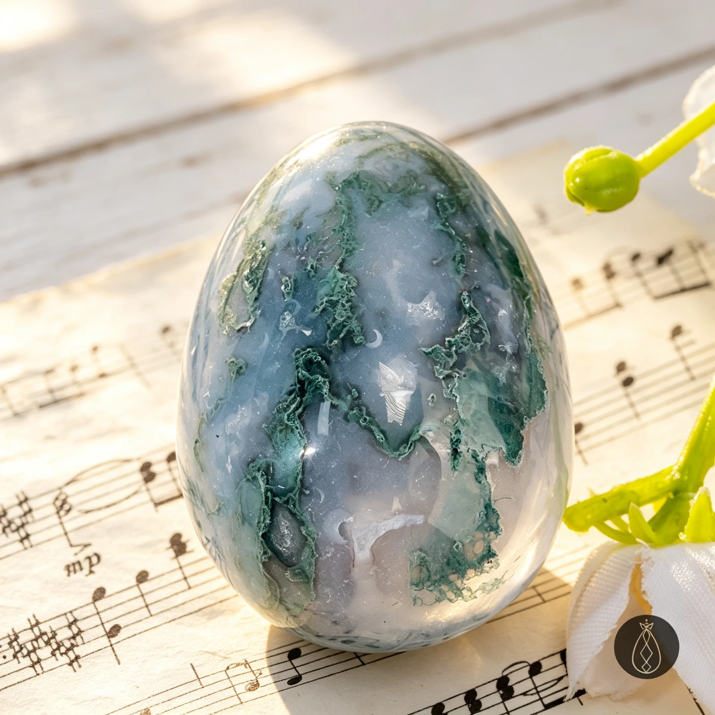 1pc AAA+ Natural Moss Agate Egg | Hand-Polished Crystal Egg | Approx. 1.97–2.76 in | Unique Moss-Like Patterns