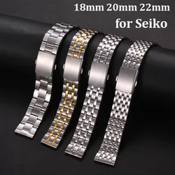 Stainless Steel Strap Universal Bracelet 18/20mm 22mm Metal Watch Band Smartwatch Replacement Wristband for Seiko Folding Buckle