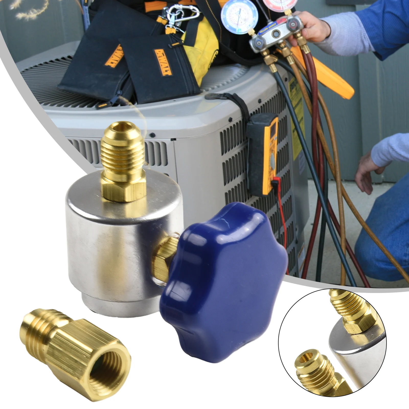 

Self Sealing R134A Can Tap Valve Dispenser F A/C Charging Hose AD01 Convertor Aluminum Brass For New Tanks "self-sealing" Design