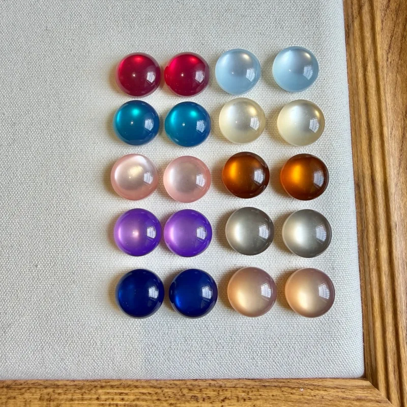 50PC 16mm  High-Quality Glass Bead Cat-Eye Flat Ball Resin Hair Accessories Hair Clips Earrings Phone Case Decoration