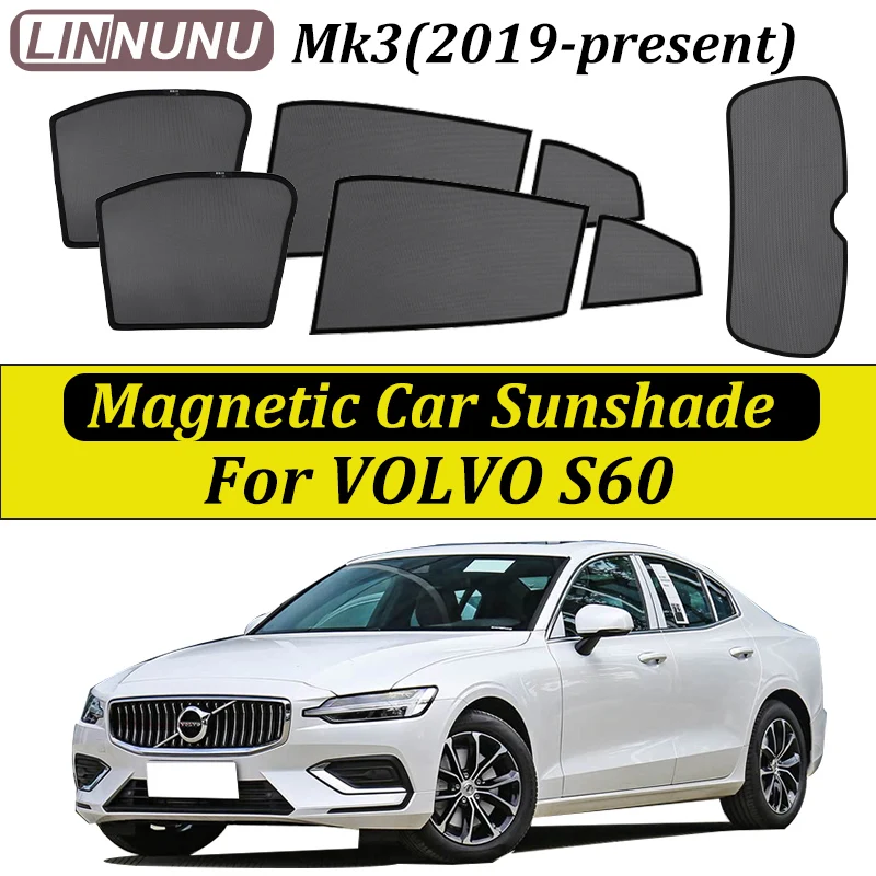 

LINNUNU Car Sunshade for VOLVO S60 Mk3 2019-2026 Side Window Mesh Curtain UV Protection Privacy Shield Auto Interior Accessories